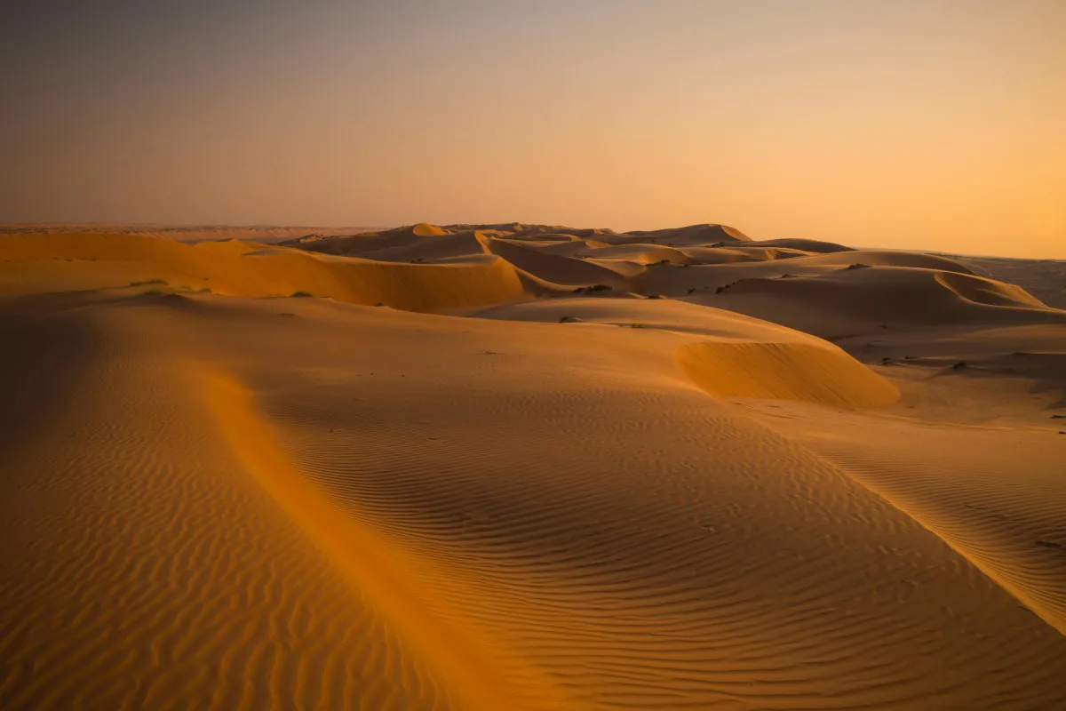 Dunas de Maspalomas al atardecer, con ondulaciones en la arena