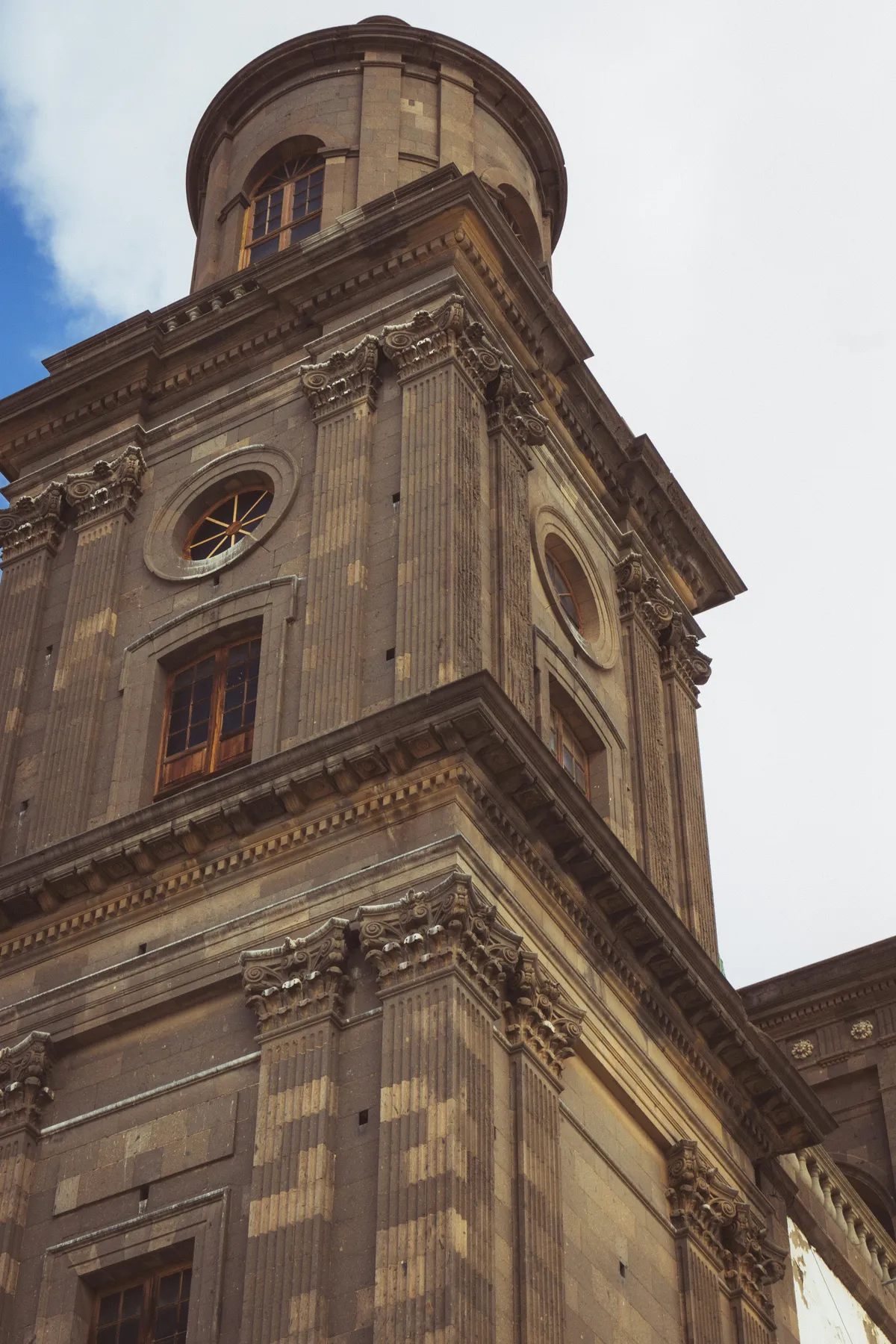 The stone tower of Santa Ana Cathedral in Vegueta